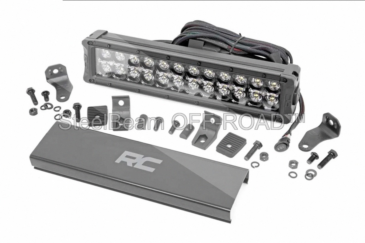 steelbeam off road™ 12" black series dual row cree led light bar — with white drl