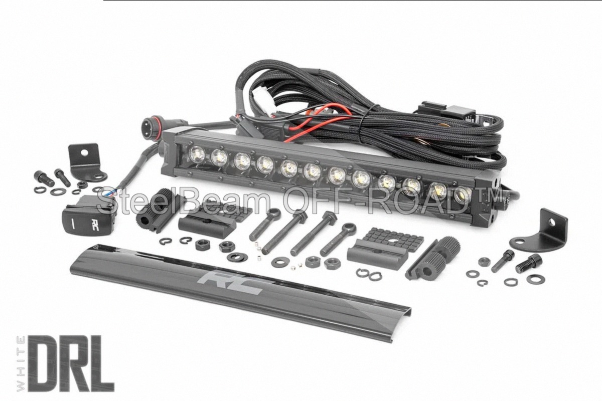 steelbeam off road™ 12" black series single row cree led light bar — with amber drl