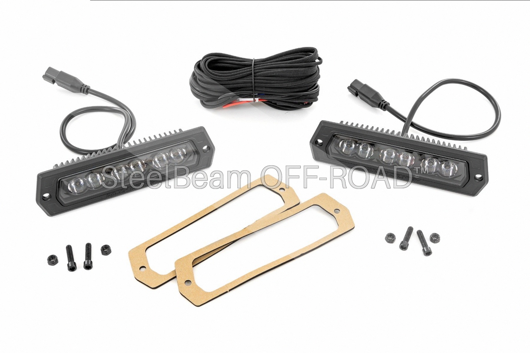 SteelBeam OFF-ROAD™ | 6-Inch Flush Mount LED Lights — Black Finish (Pair)