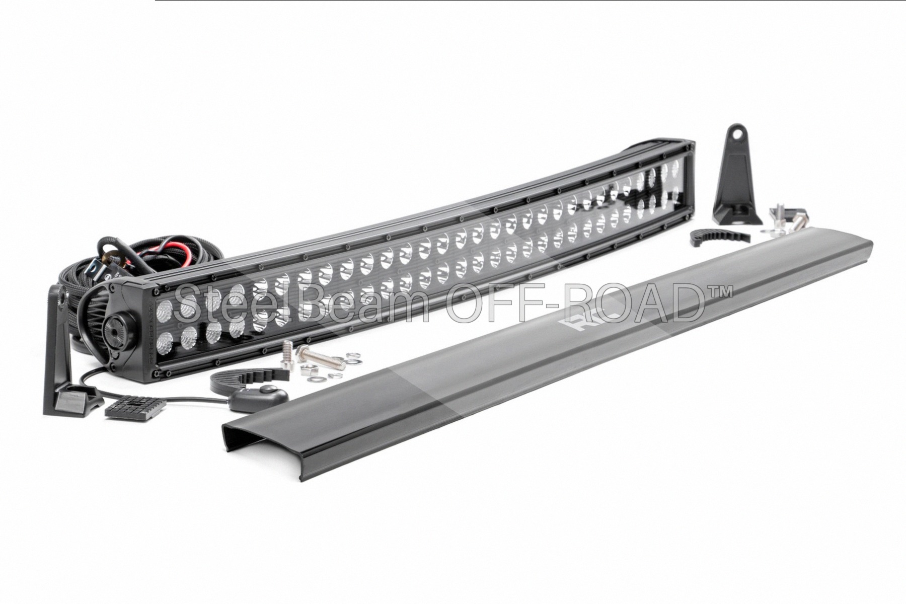 SteelBeam OFF-ROAD™ | 30-Inch Curved Dual-Row Black LED Light Bar — 180W, 14,400 Lumens