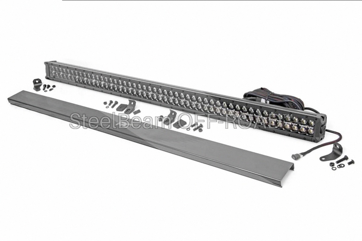 SteelBeam OFF-ROAD™ | 50-Inch Dual-Row LED Light Bar — Black Housing with Amber DRL
