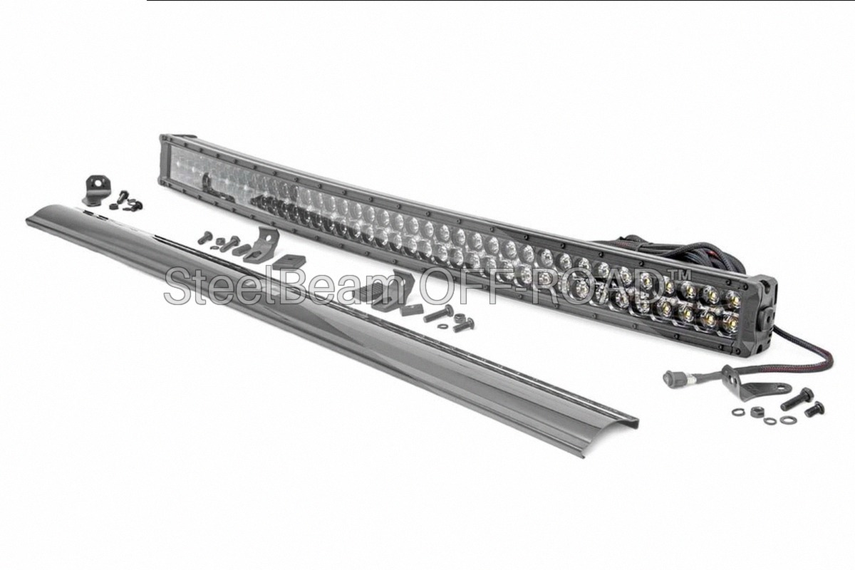 SteelBeam OFF-ROAD™ | 40-Inch Curved Dual-Row LED Light Bar — Black, 36,000 Lumens, Cool White DRL