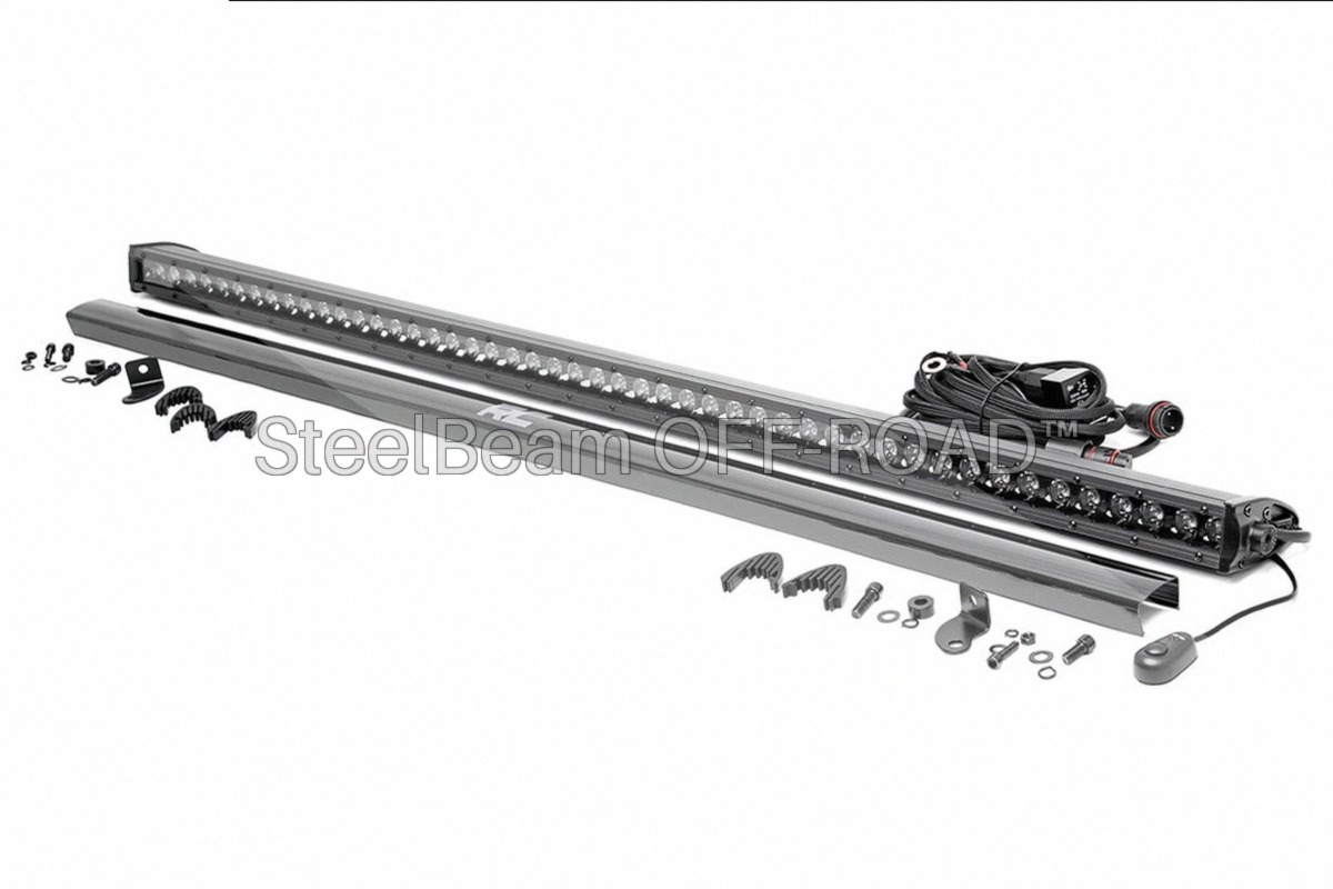 SteelBeam OFF-ROAD™ | 50-Inch Black Single-Row LED Light Bar — 48×5W, 19,200 Lumens
