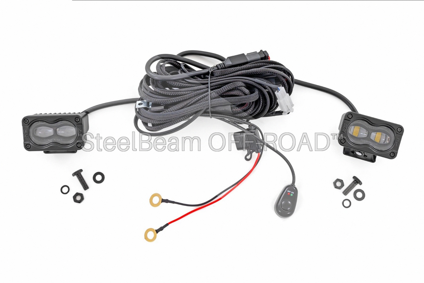 SteelBeam OFF-ROAD™ | 3 x 1.75-inch Slim Black LED Fog Light Pair — SAE Legal, IP67