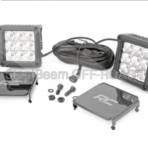 SteelBeam OFF-ROAD™ | 4-Inch Chrome Square LED Pods with White DRL (Pair)