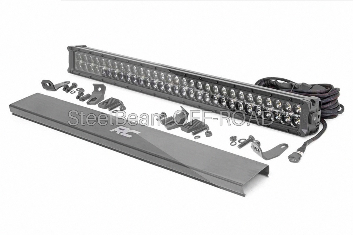 SteelBeam OFF-ROAD™ | 30-Inch Black Dual-Row LED Light Bar — 300W, 27,000 Lumens, Cool White DRL