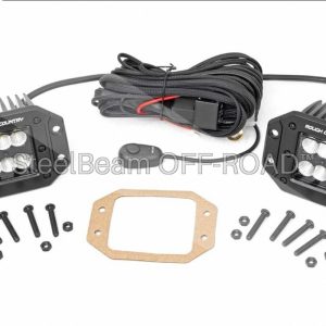 SteelBeam OFF-ROAD™ | 2" Square Flush Mount LED Light Pair — 4,800 Lumens, IP67