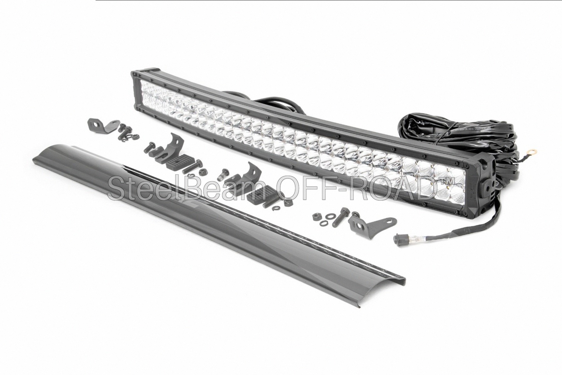 SteelBeam OFF-ROAD™ | 30-Inch Curved Chrome-Finish Dual-Row LED Light Bar — Cool White DRL