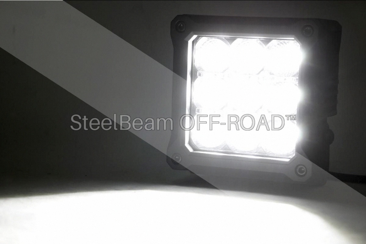 SteelBeam OFF-ROAD™ | 4-Inch Chrome Square LED Pods with White DRL (Pair) - Image 2