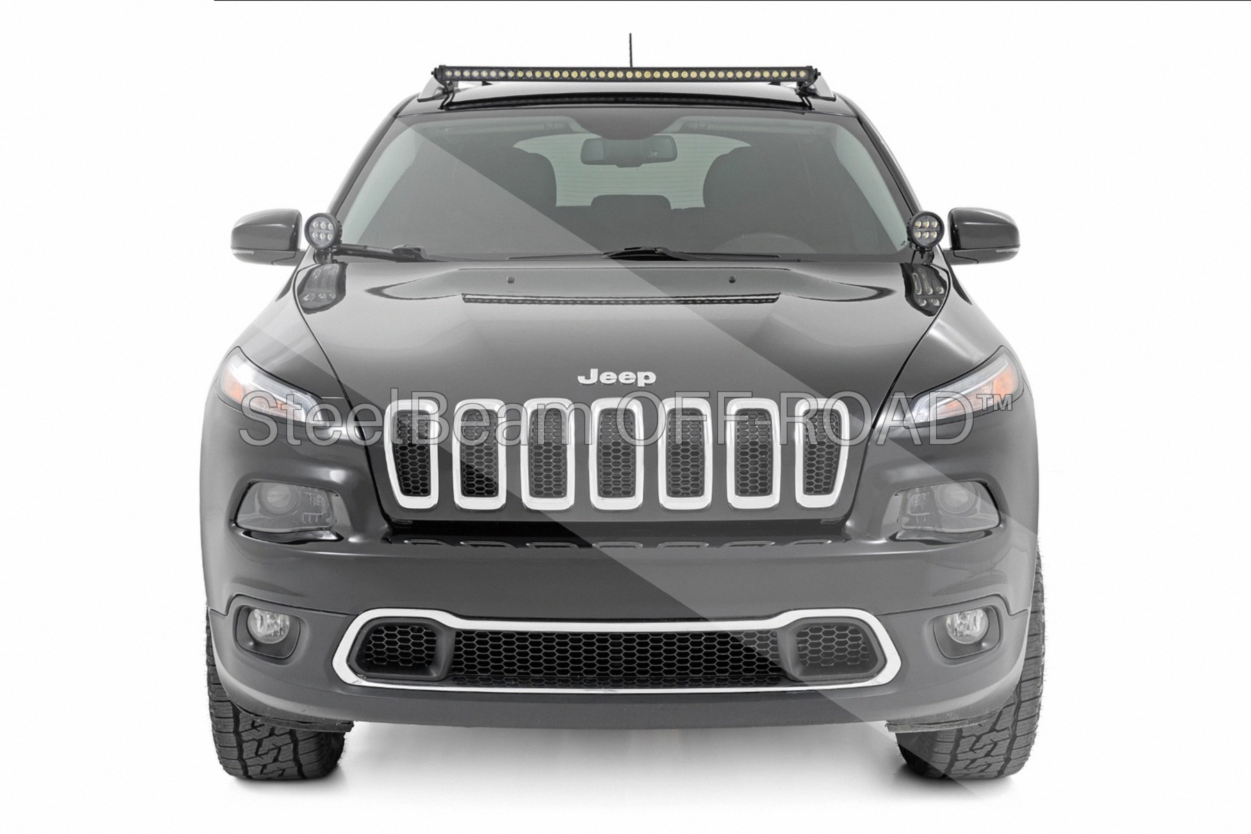 SteelBeam OFF-ROAD™ | 40" Black Single-Row Roof-Mount LED Kit for Jeep Cherokee KL (2014–2023) - Image 2