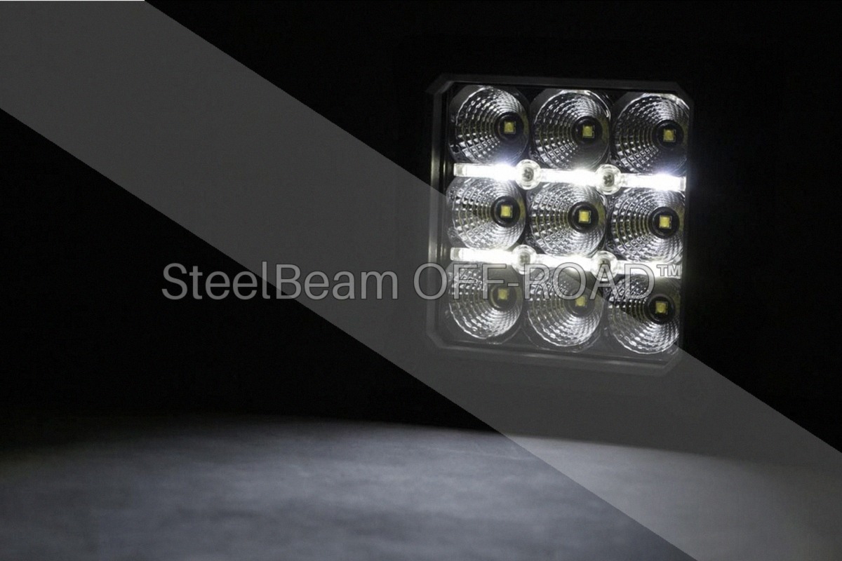 SteelBeam OFF-ROAD™ | 4-Inch Chrome Square LED Pods with White DRL (Pair) - Image 3