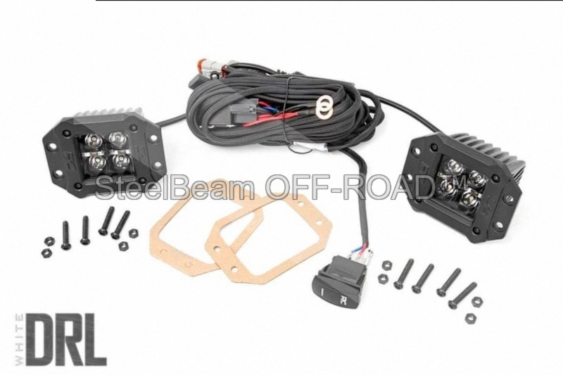 steelbeam off road™ 2" black series led light pods — flush mount | cool white drl