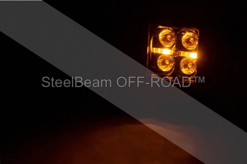 steelbeam off road™ 2" black series led light pods — spot beam | square | amber drl | pair