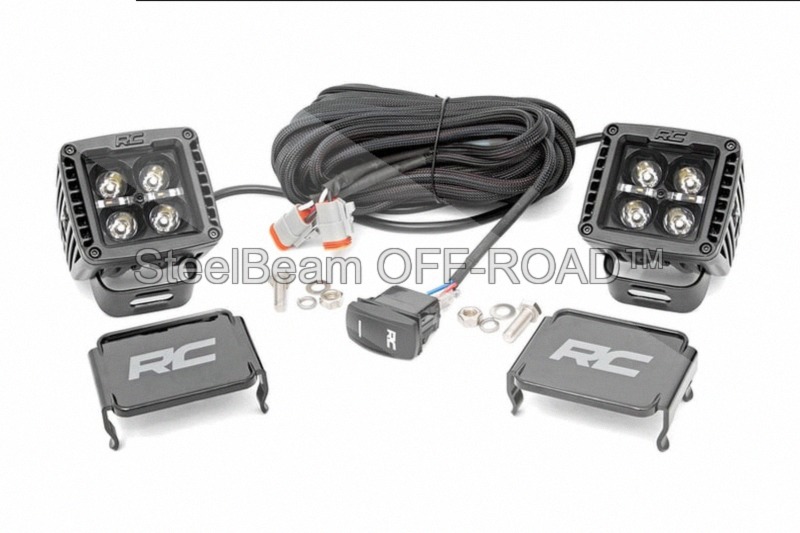 steelbeam off road™ 2" black series led light pods — spot beam | square | amber drl | pair