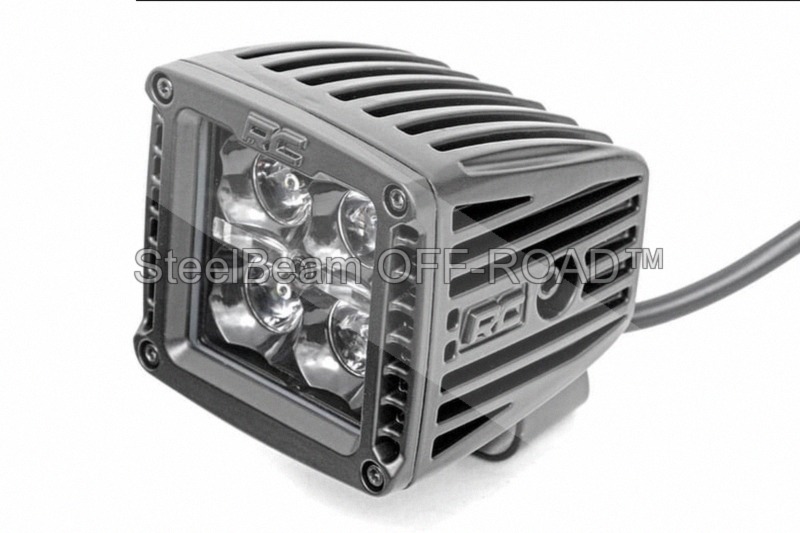steelbeam off road™ 2" black series led light pods — spot beam | square | cool white drl | pair