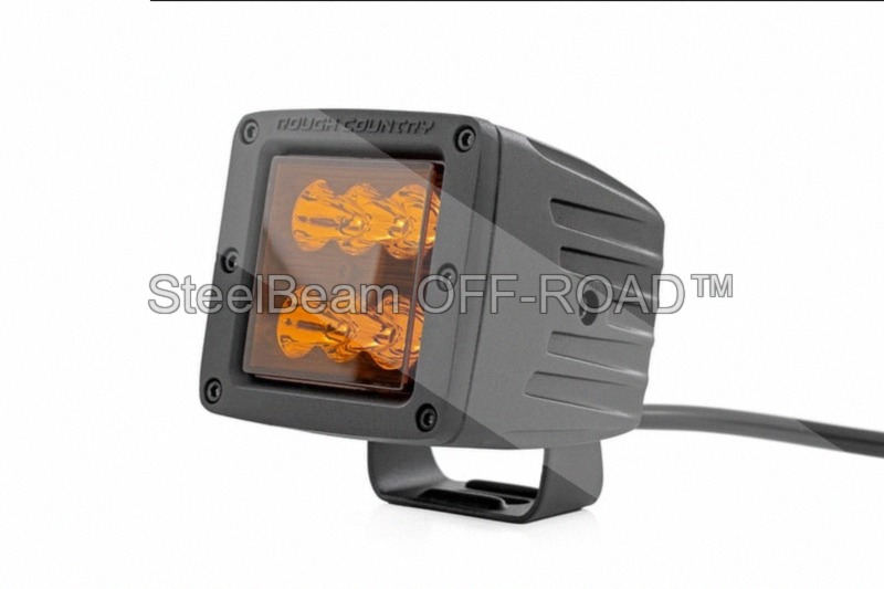 steelbeam off road™ 2" led light pods — spot beam | amber lens | square | pair