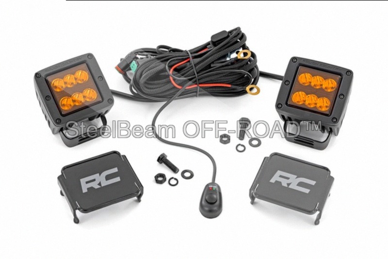steelbeam off road™ 2" led light pods — spot beam | amber lens | square | pair