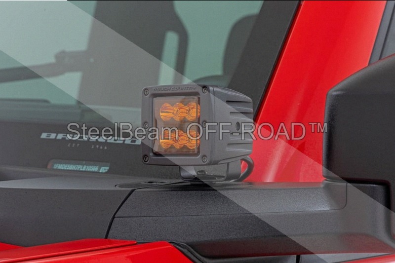 steelbeam off road™ 2" led light pods — spot beam | amber lens | square | pair