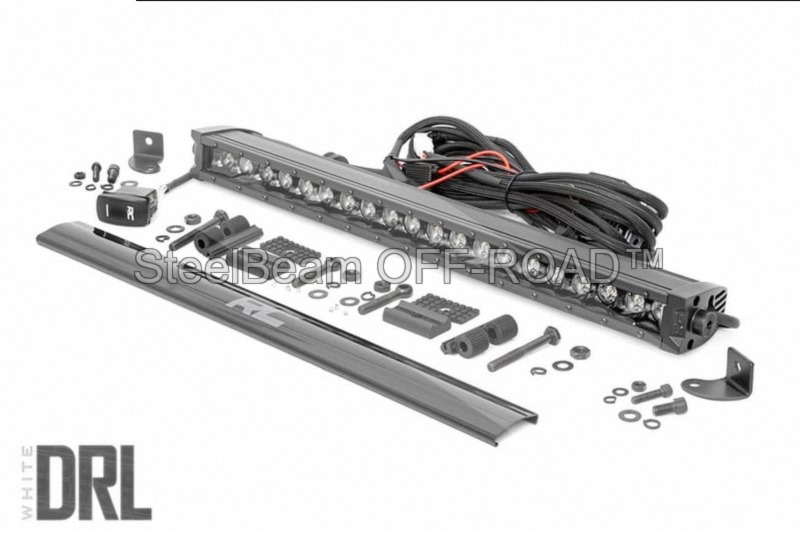 SteelBeam OFF-ROAD™ 20" Black Series LED Light Bar — Single Row | Spot Beam | Cool White DRL
