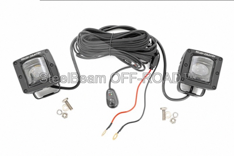 steelbeam off road™ 2" black series led fog pods — sae street legal | yellow beam | pair