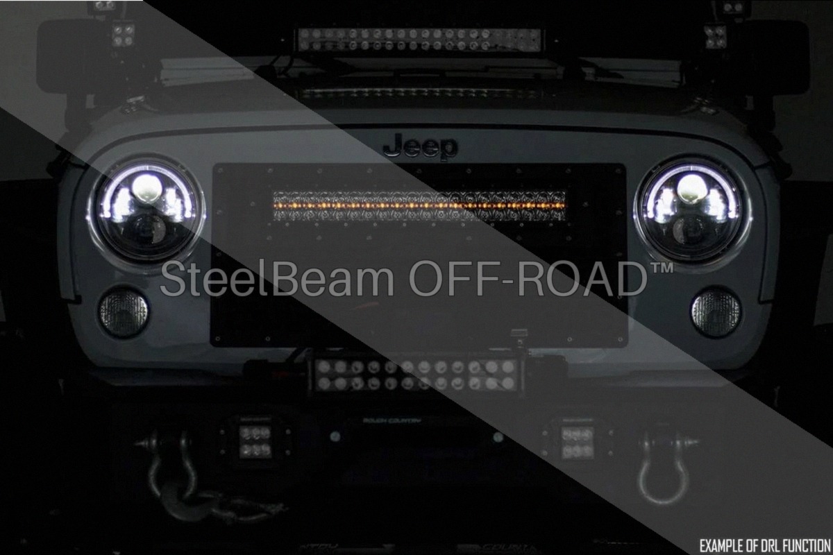 SteelBeam OFF-ROAD™ | 8" Black Single-Row LED Light Bar — 3200 Lumens with Amber DRL - Image 4