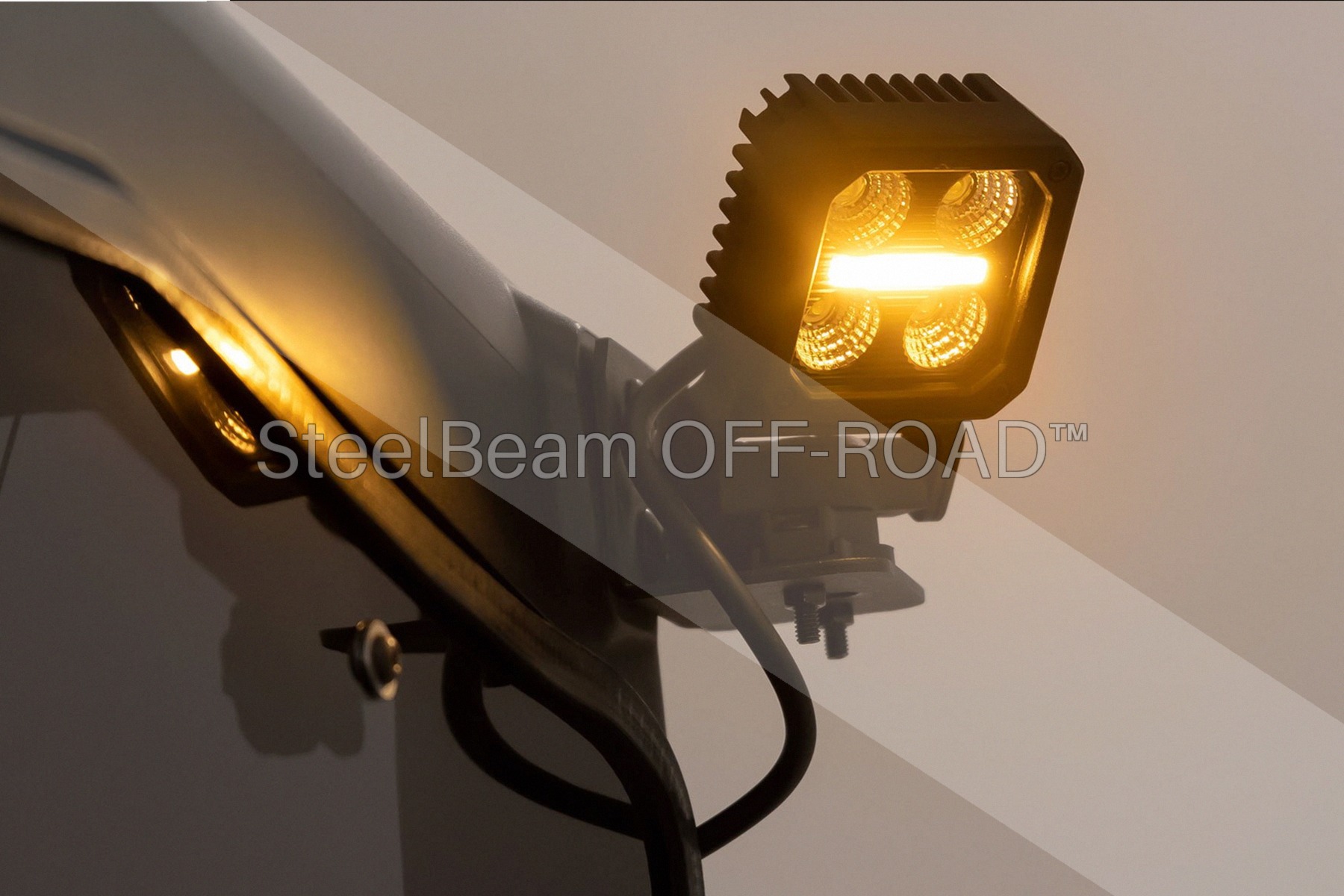 SteelBeam OFF-ROAD™ | 2-Inch Flood LED Light Pair — Swivel Mount with Amber DRL - Image 4
